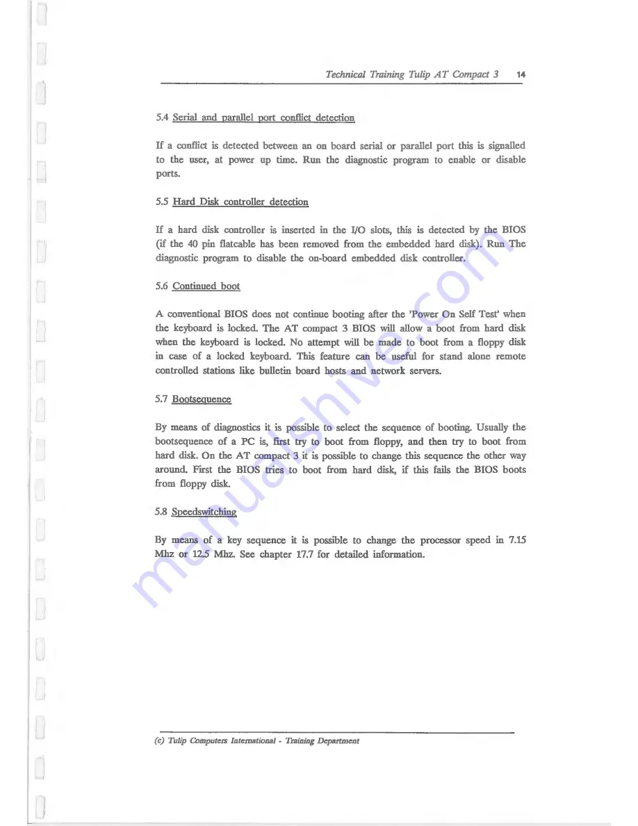 Tulip Computers AT Compact 3 Technical Training Manual Download Page 19