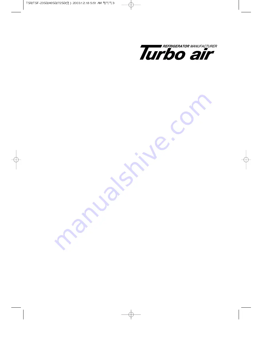 Turbo Air TSF-23SD Service Manual Download Page 1