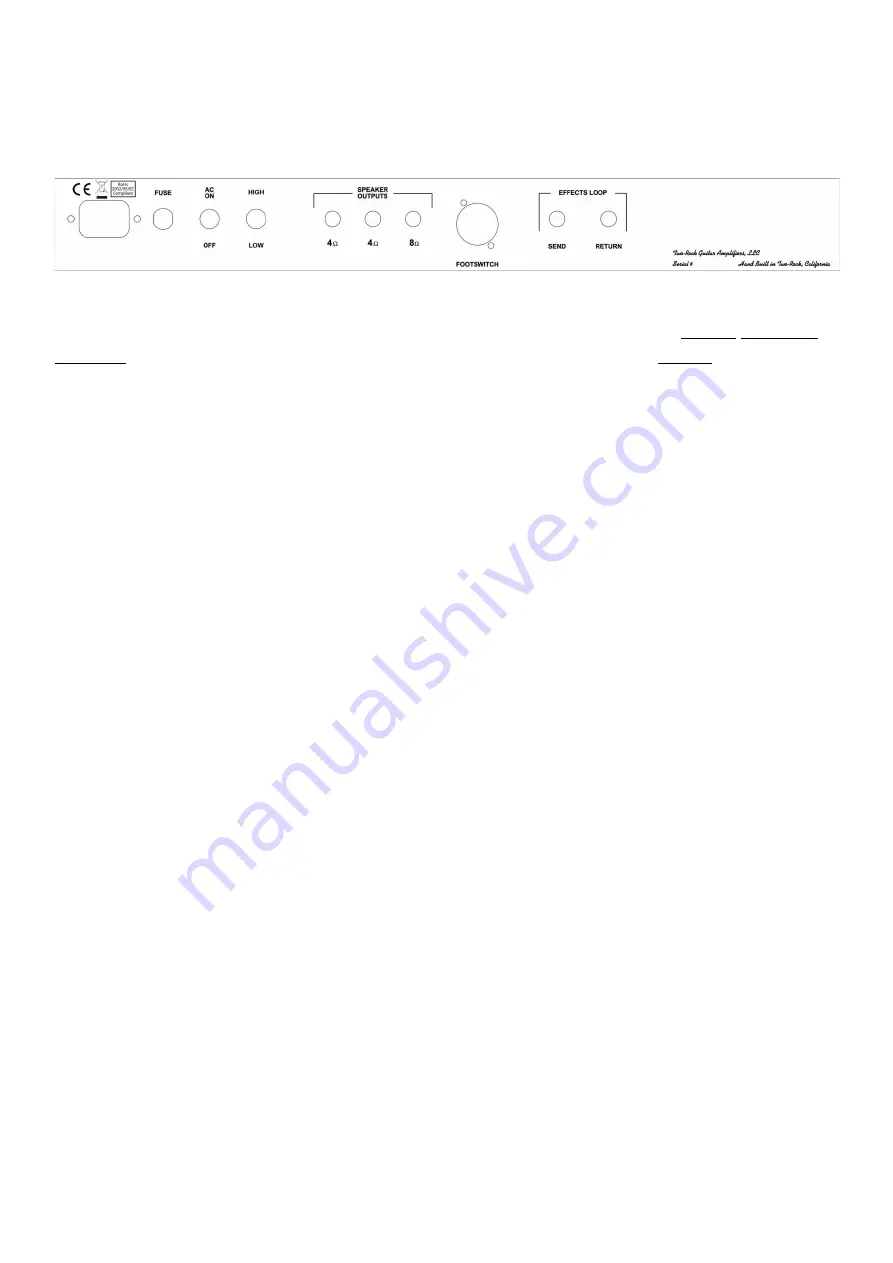 Two-Rock CLASSIC REVERB SIGNATURE Owner'S Manual Download Page 6