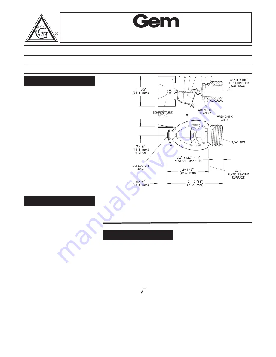 Tyco Fire Product Gem FR-1 Скачать руководство пользователя страница 1