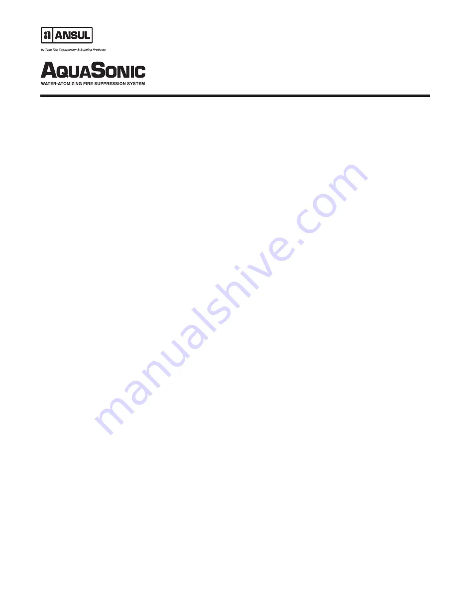 Tyco Fire Suppression & Building Products ANSUL AQUASONIC Design, Installation, Recharge, And Maintenance Manual Download Page 3