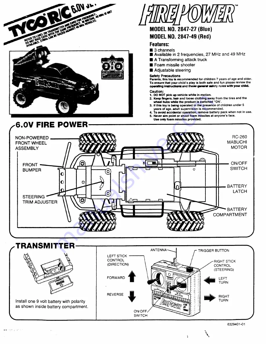 Tyco R/C 2847-49 User Manual Download Page 1