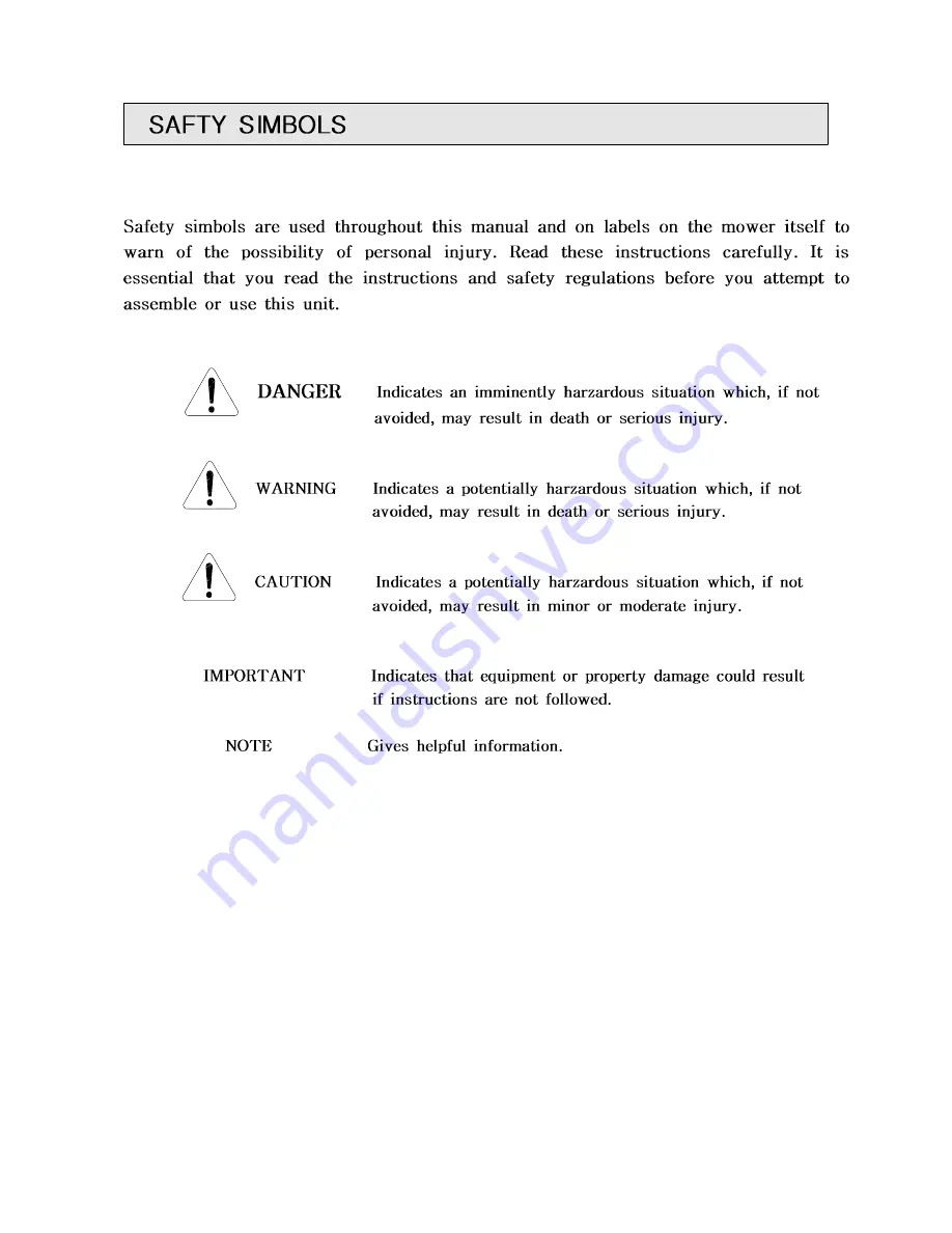 TYM TMB60RH Operators, Warranty And Parts Manual Download Page 5