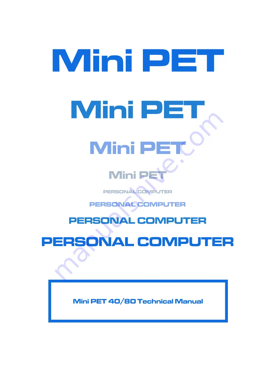 Tynemouth MINI PET 40/80 Technical Manual Download Page 1