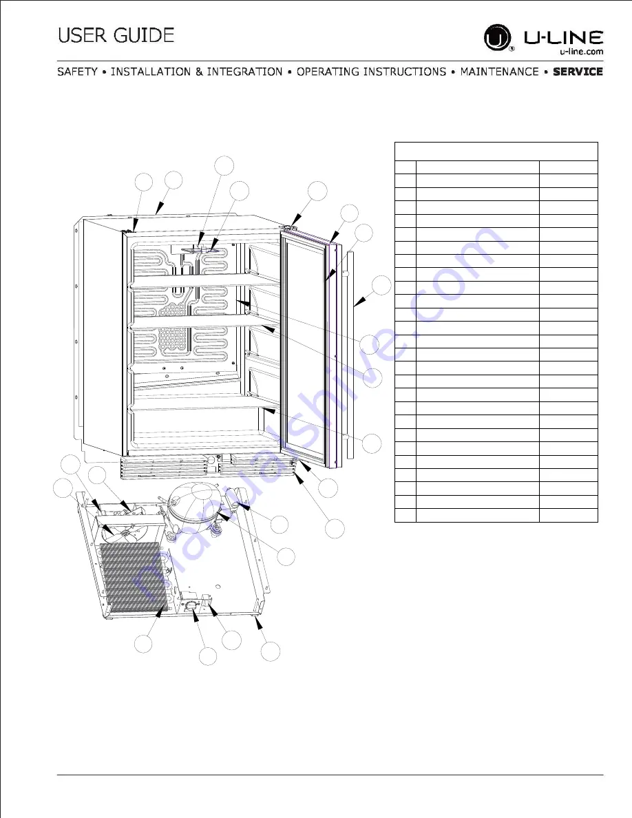 U-Line U-1024RS-00A User Manual & Service Manual Download Page 34