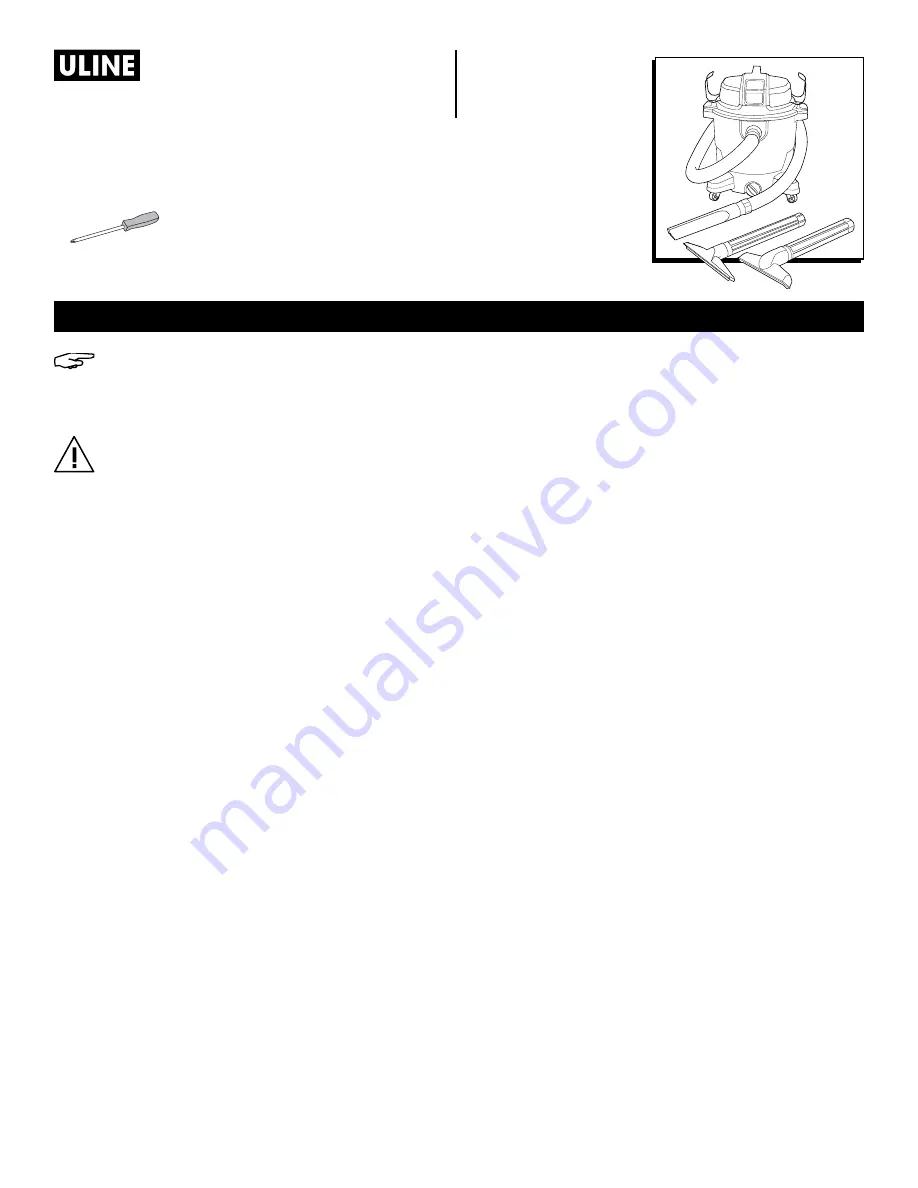 U-Line VACMASTER H-9464 Скачать руководство пользователя страница 21