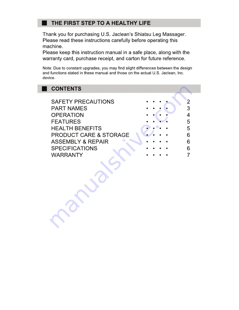 U.S. Jaclean USJ-719 Instruction Manual Download Page 2