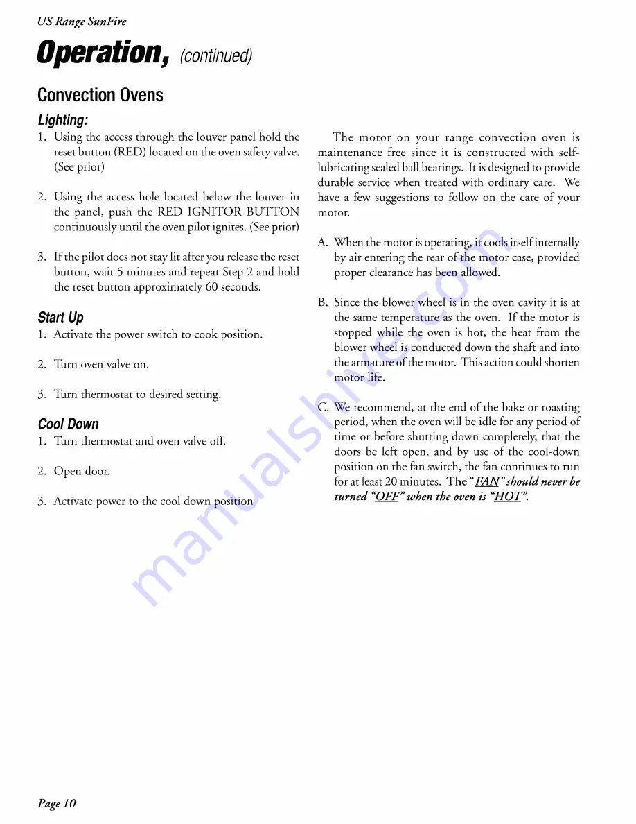 U.S. Range Sunfire Series Installation & Operation Manual Download Page 10