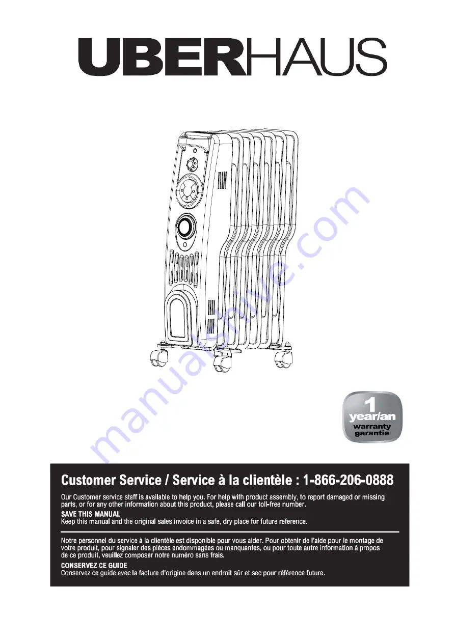 Uberhaus 10625002 Operator'S Manual Download Page 1