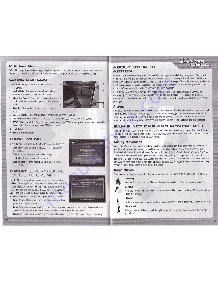 ubisoft SPLINTER CELL-PANDORA TOMORROW Manual Download Page 5