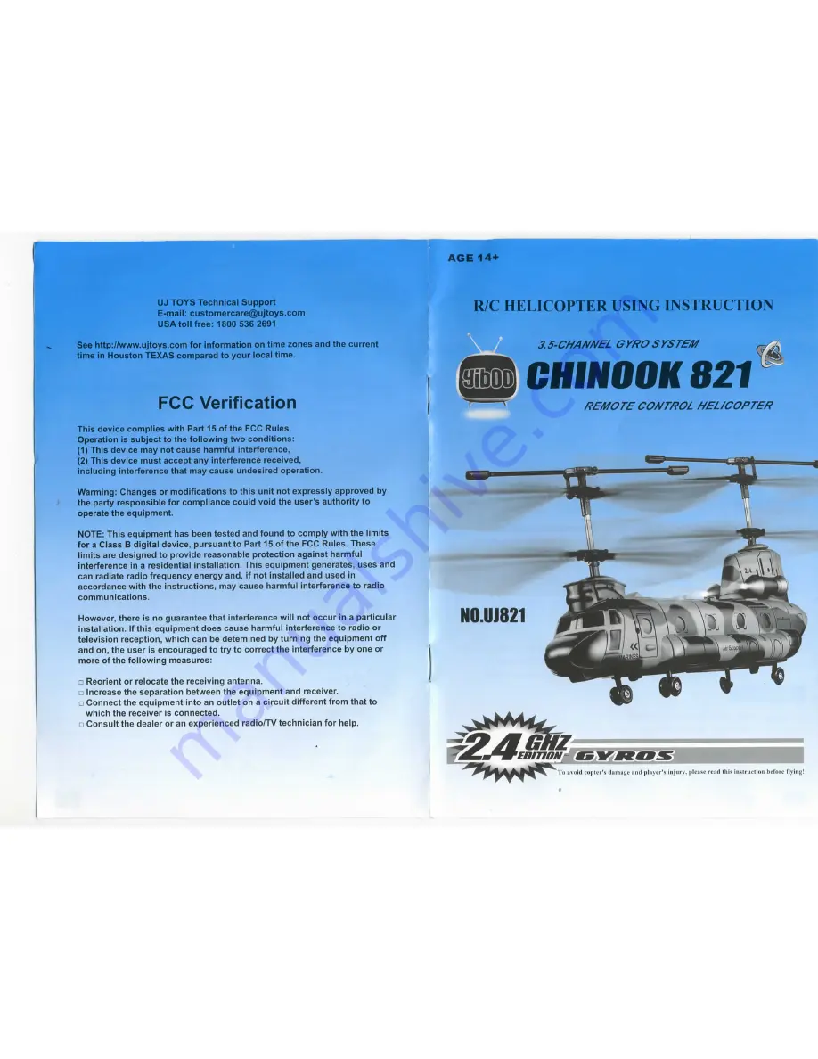 UJ Toys Chinook 821 Скачать руководство пользователя страница 1