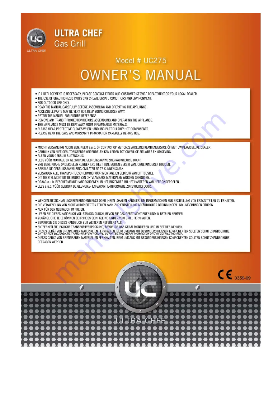 Ultra chef UC275 Owner'S Manual Download Page 1