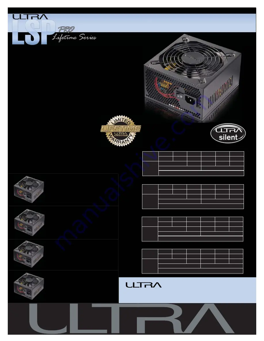 Ultra Products LSP Pro Lifetime Series Specification Sheet Download Page 1