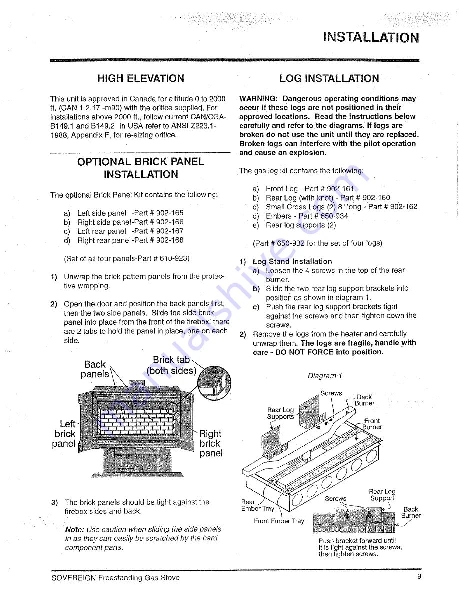 UltraGlow S430-NG and Installation And Operating Instructions Manual Download Page 9