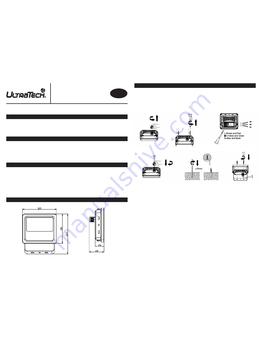 Ultratech UT-LEDFL1000BK User Manual Download Page 2