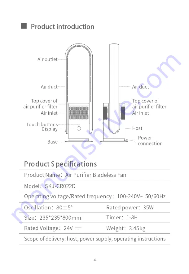 ULTTY SKJ-CR022D User Manual Download Page 4