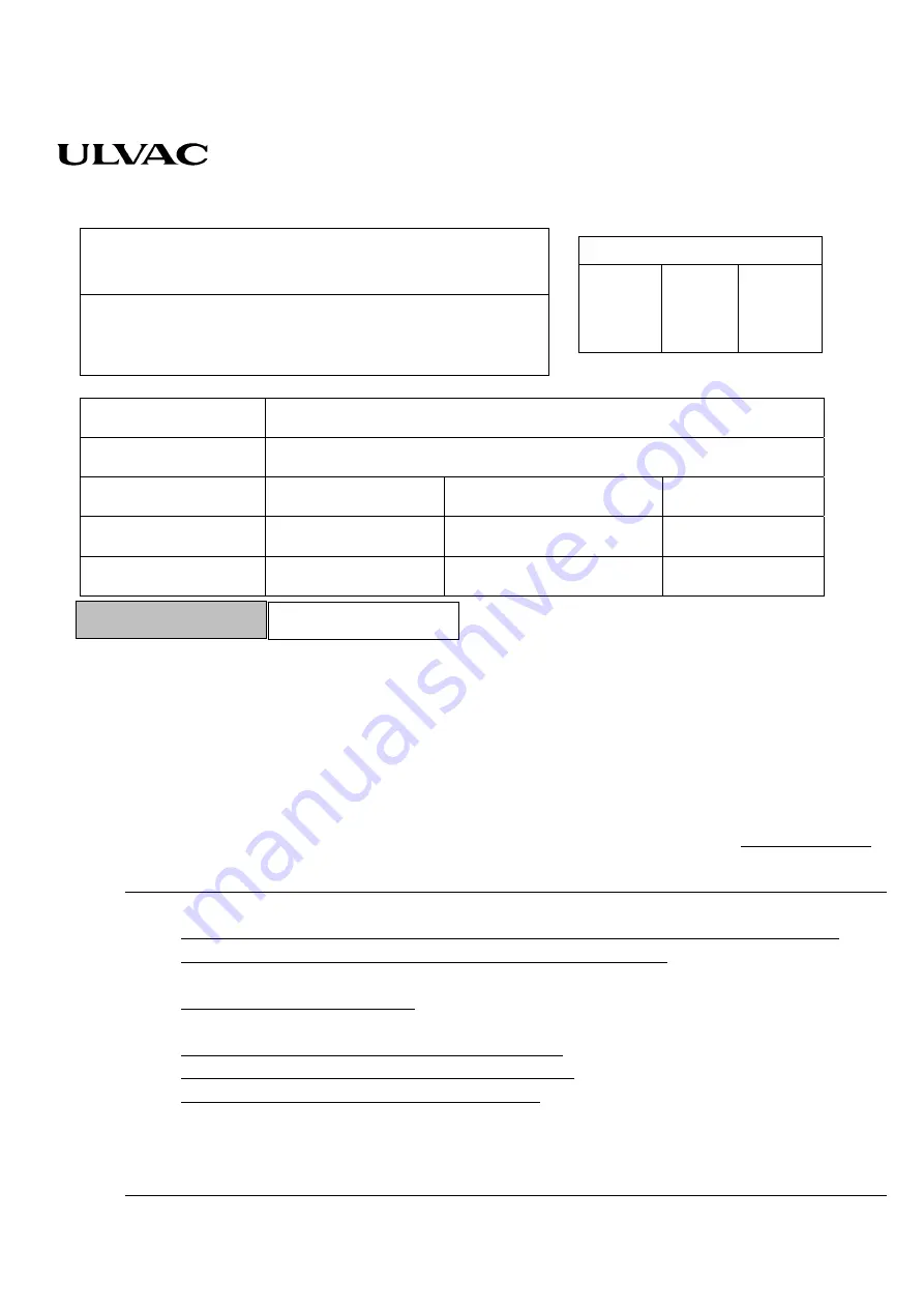 Ulvac UFW-003 Instruction Manual Download Page 20