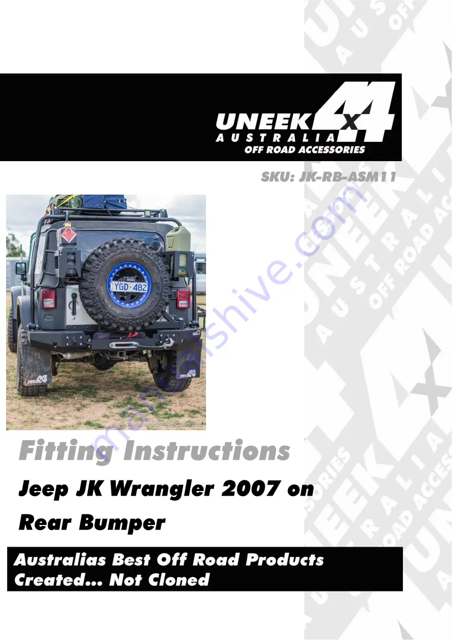 Uneek 4x4 JK-RB-ASM11 Fitting Instructions Manual Download Page 1