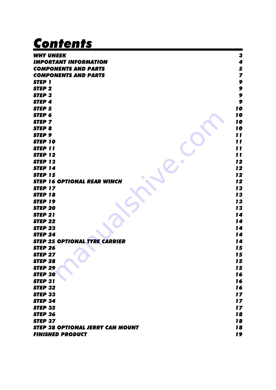 Uneek 4x4 JK-RB-ASM11 Fitting Instructions Manual Download Page 2