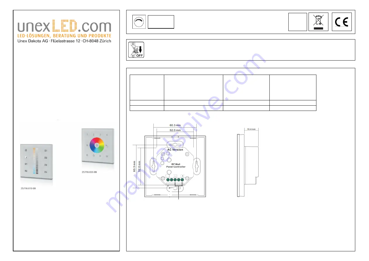 Unex 25716-019-99 Operating Manual Download Page 1