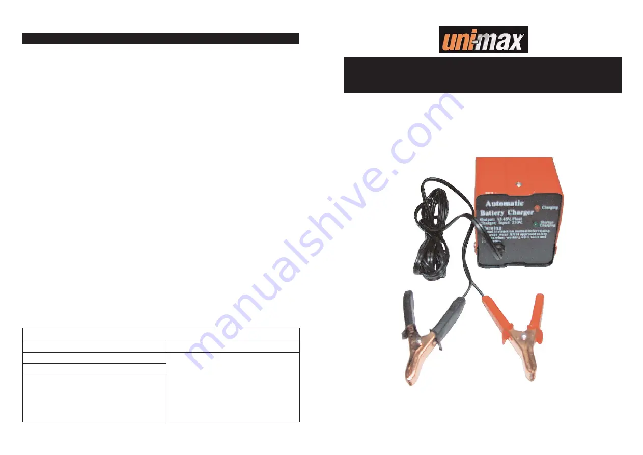 Uni-max Battery Charger 2 User Manual Download Page 1