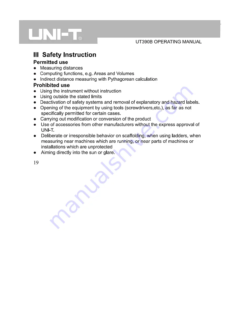 UNI-T UT390B Operating Manual Download Page 3