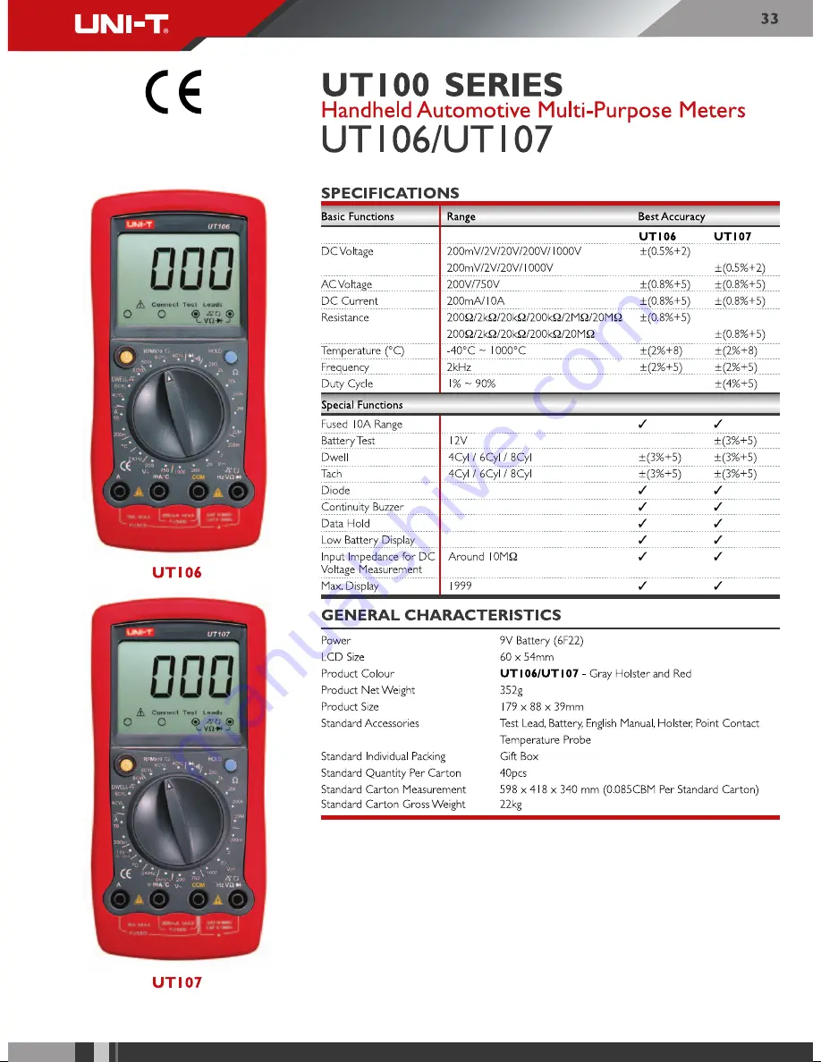 UNI-T UT61 series Brochure & Specs Download Page 33