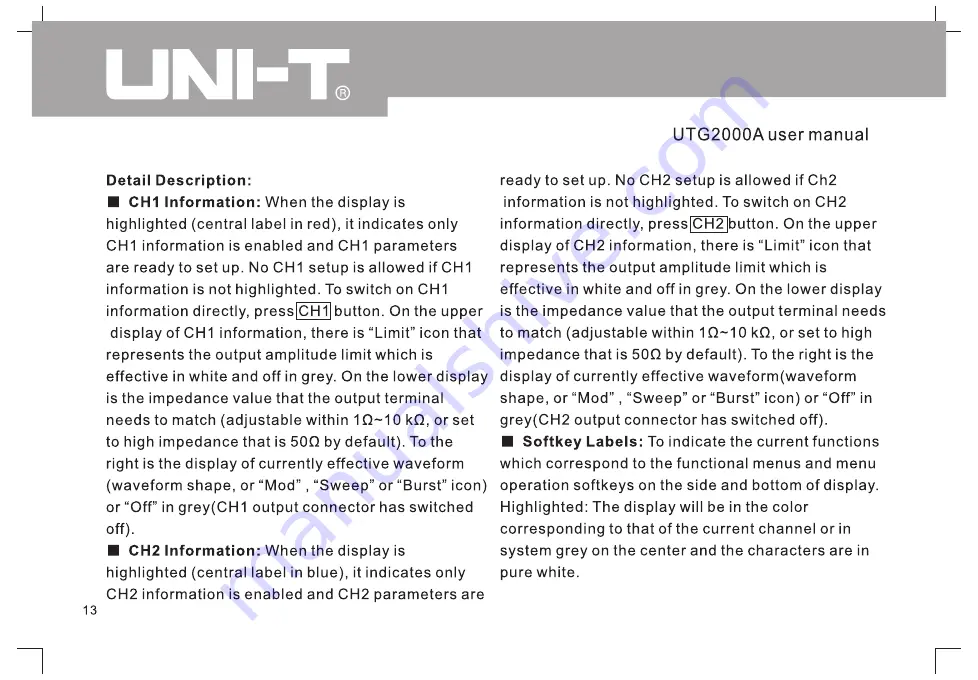 UNI-T UTDG2062A Operating Manual Download Page 19