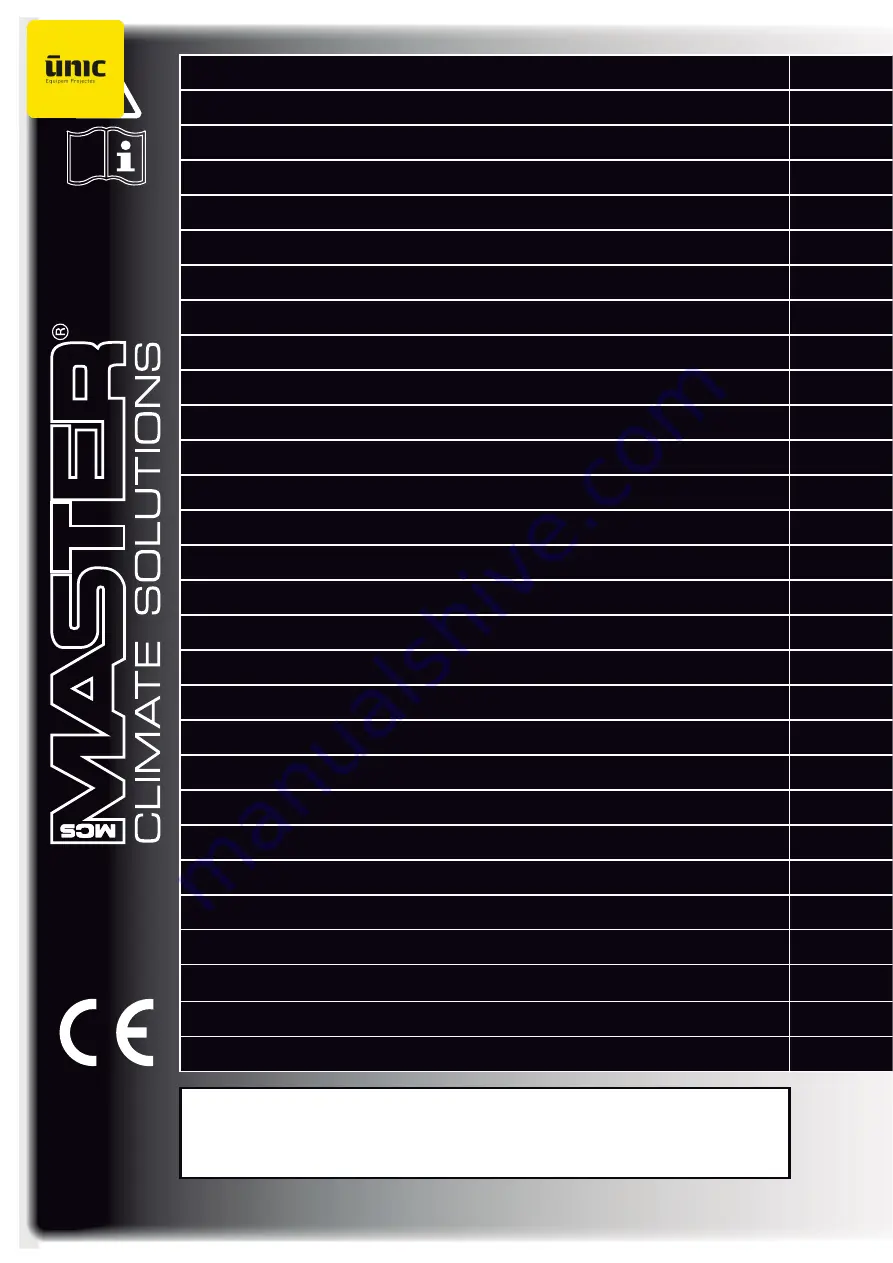 Unic Master Climate Solutions RS 30 User And Maintenance Book Download Page 1