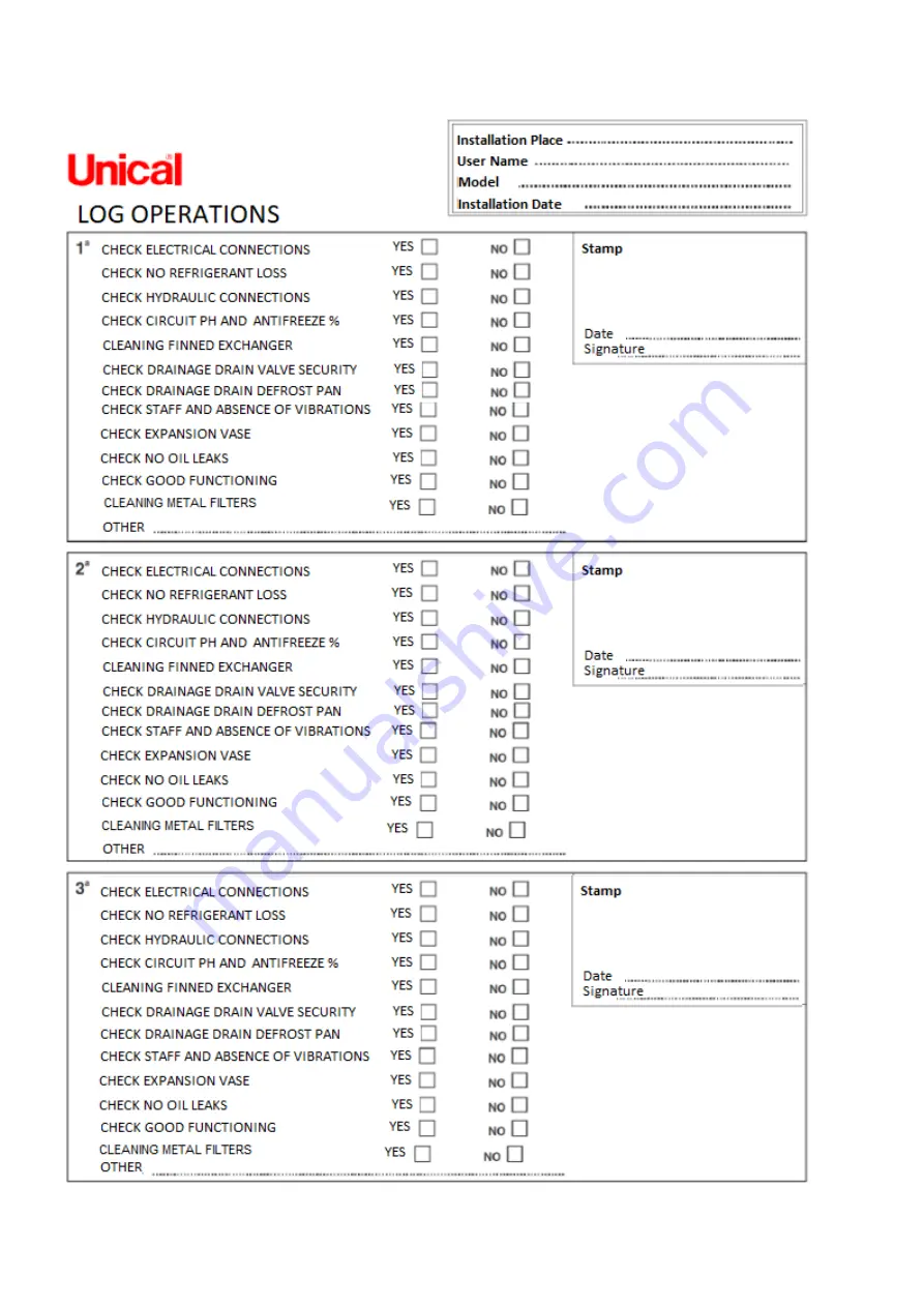 Unical HP OWER ONE R User'S And Installer'S Manual Download Page 61