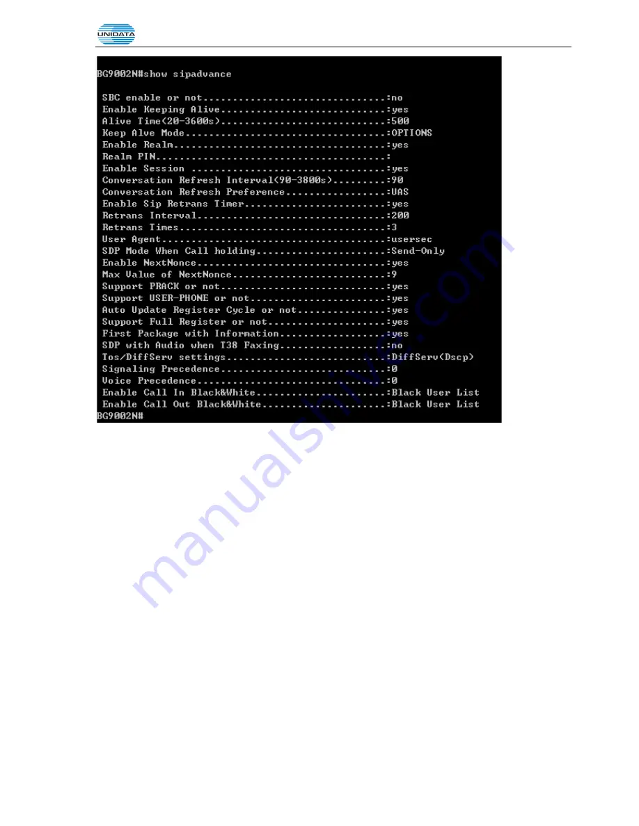 UniData Communication Systems UNIFIBER GIGAROUTER UF72N User Manual Download Page 186