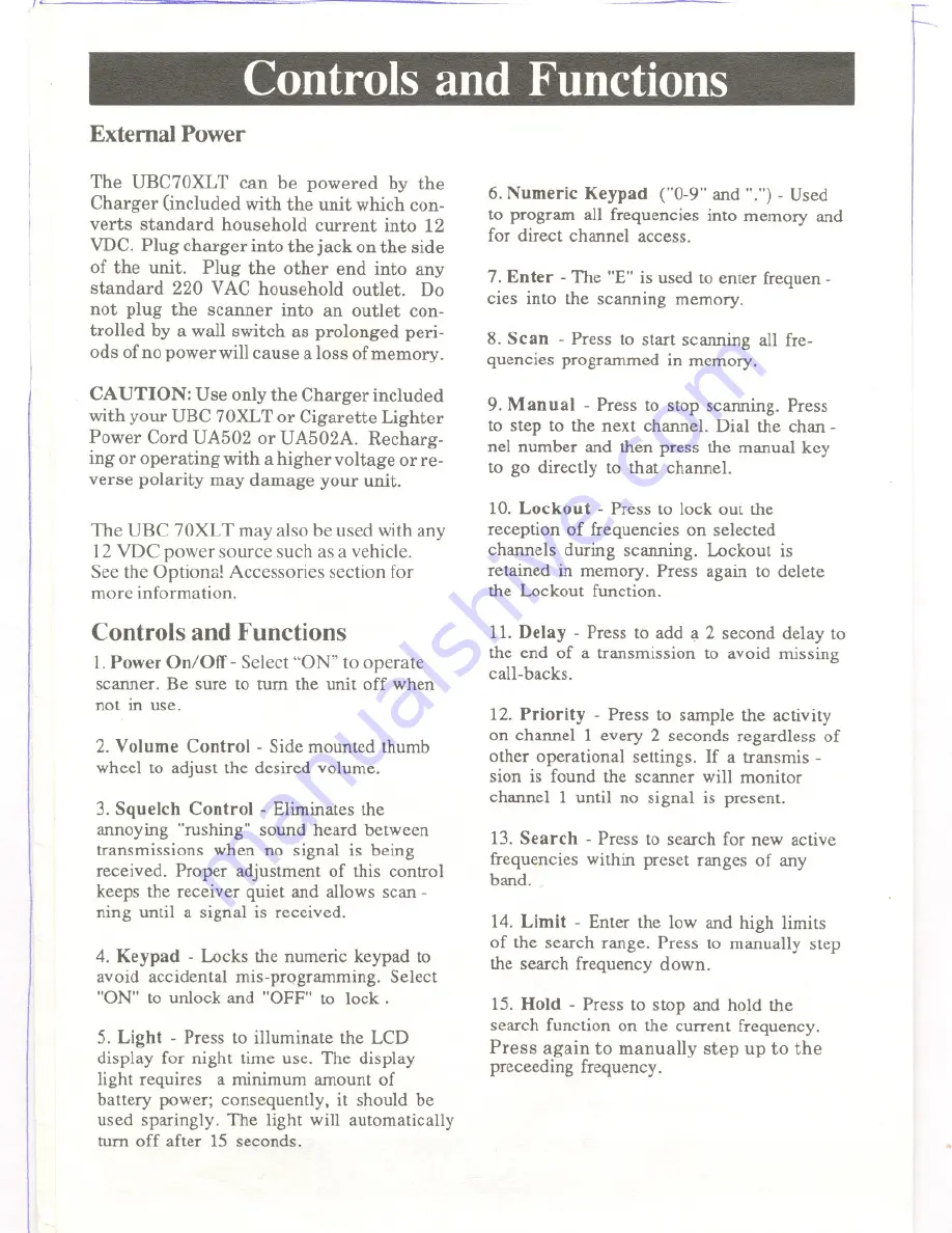 Uniden Bearcat UBC 70XLT User Manual Download Page 3