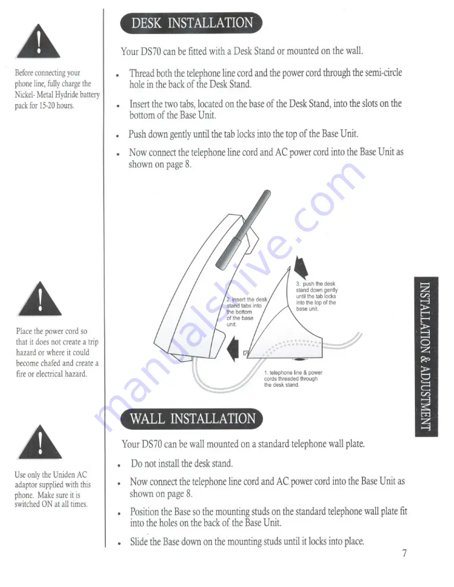 Uniden DS70 Owner'S Manual Download Page 8