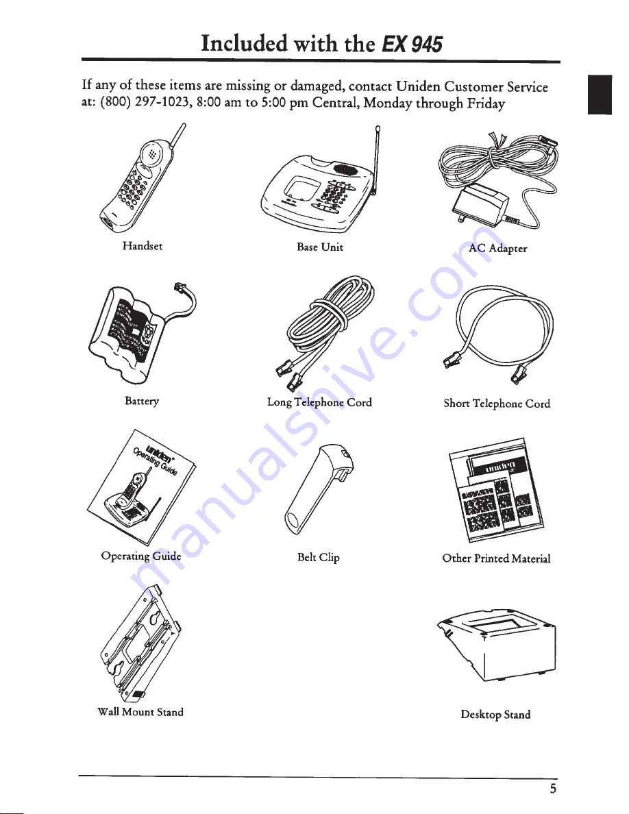 Uniden Extend-A-Phone EX945 Operating Manual Download Page 9