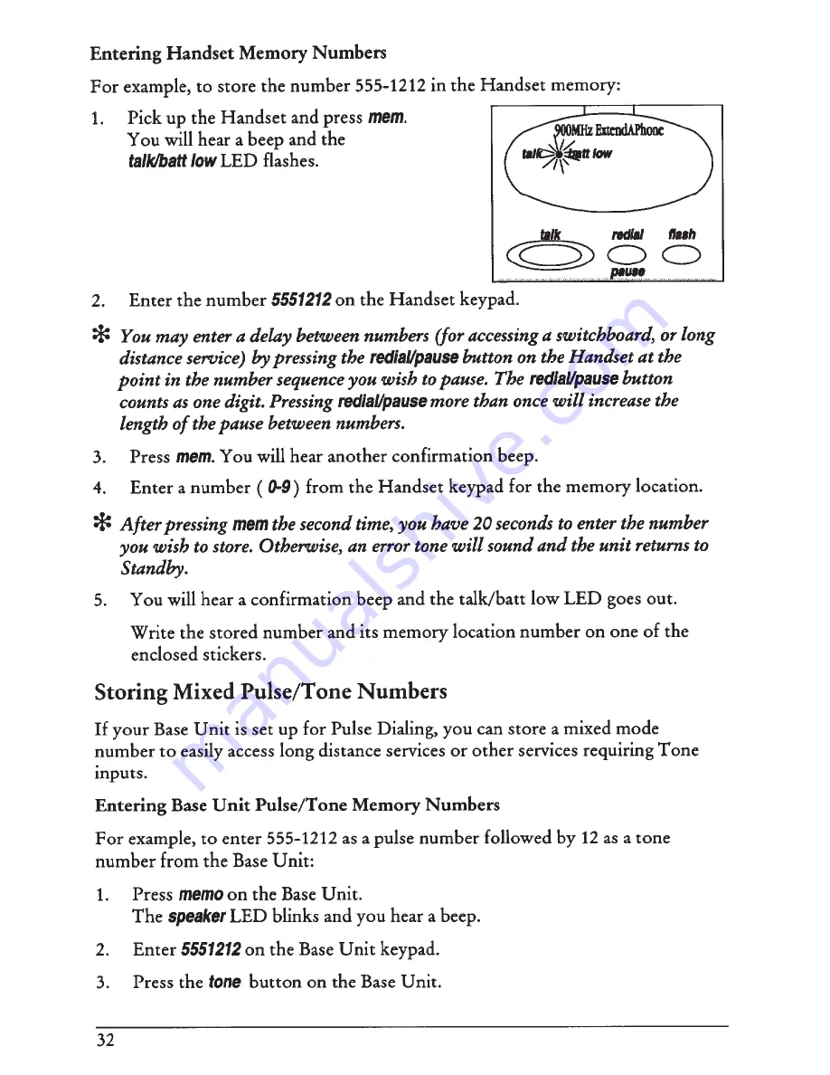 Uniden Extend-A-Phone EX945 Operating Manual Download Page 36