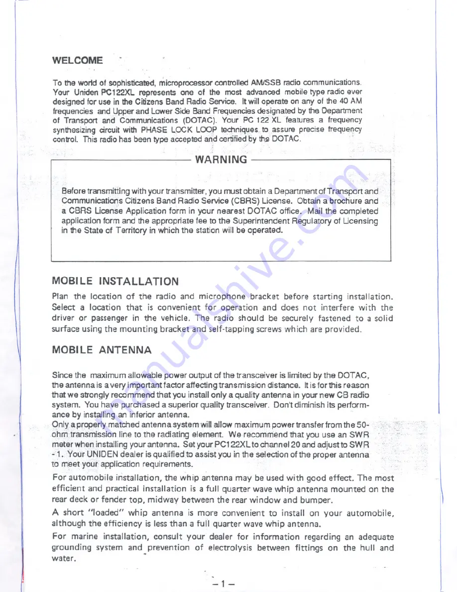 Uniden PC122XL Owner'S Manual Download Page 2