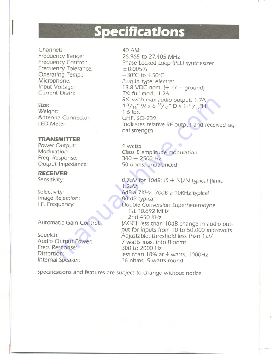 Uniden PRO 500D Owner'S Manual Download Page 6