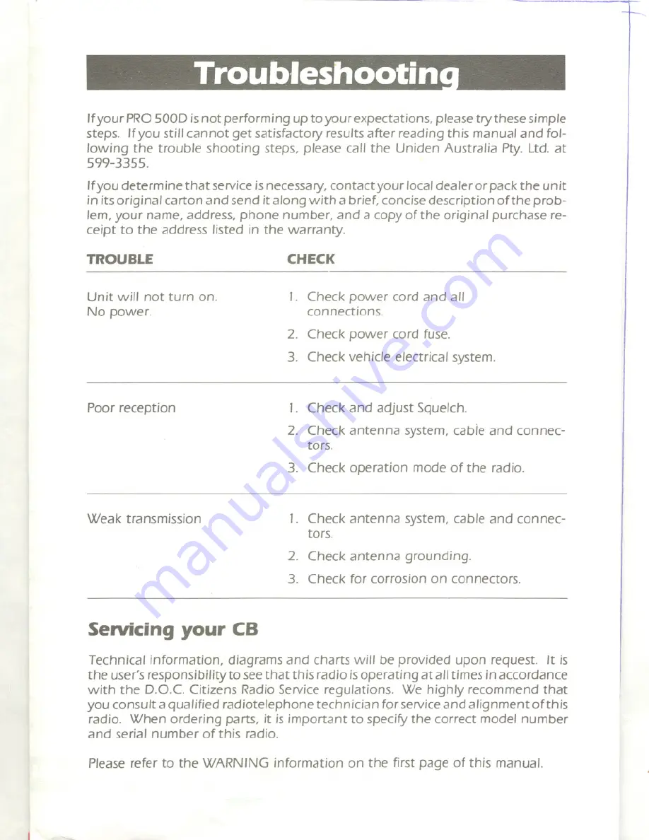 Uniden PRO 500D Owner'S Manual Download Page 7