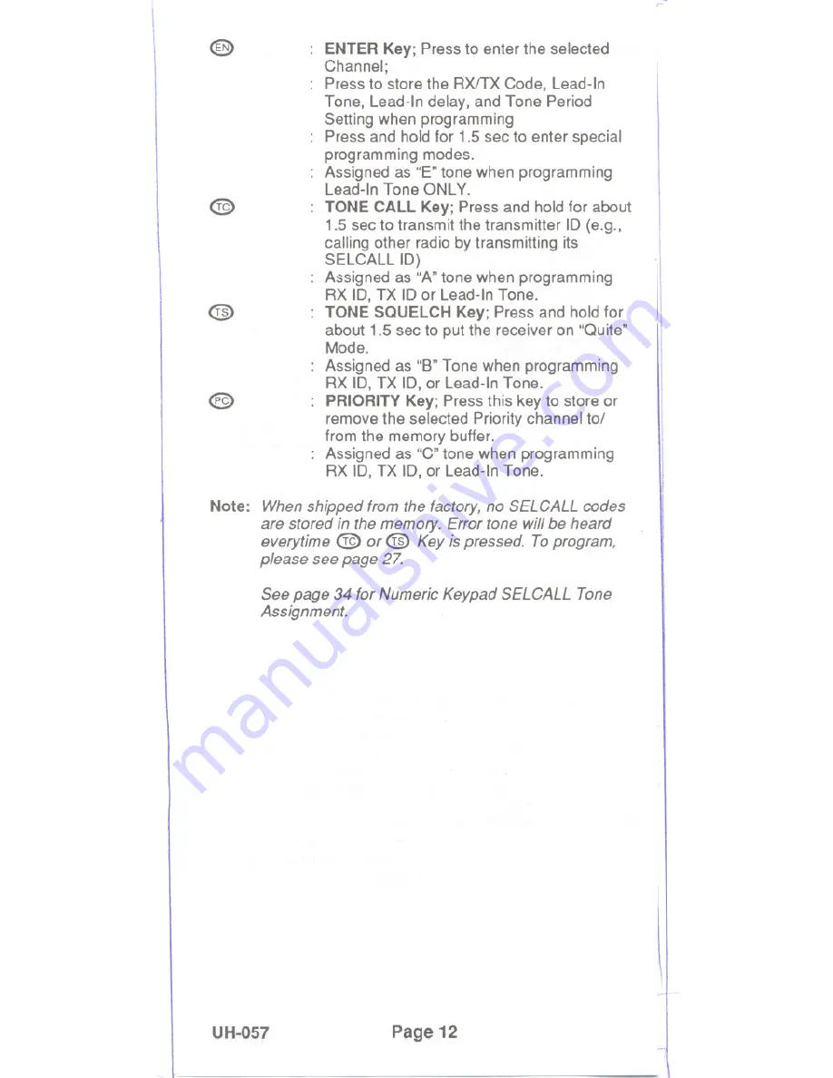 Uniden SUNDOWNER UH-057 Operating Manual Download Page 14