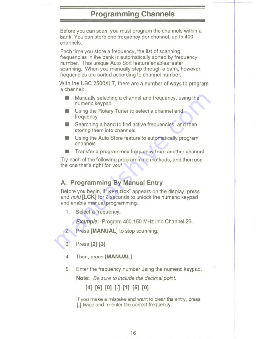 Uniden USC 2500XLT Operating Manual Download Page 18