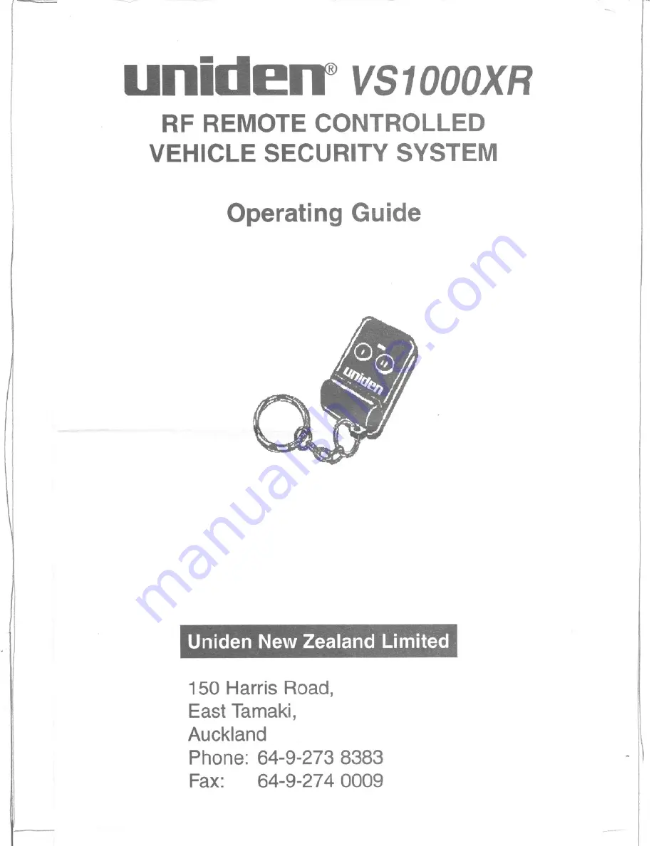 Uniden VS1000X Operating Manual Download Page 1