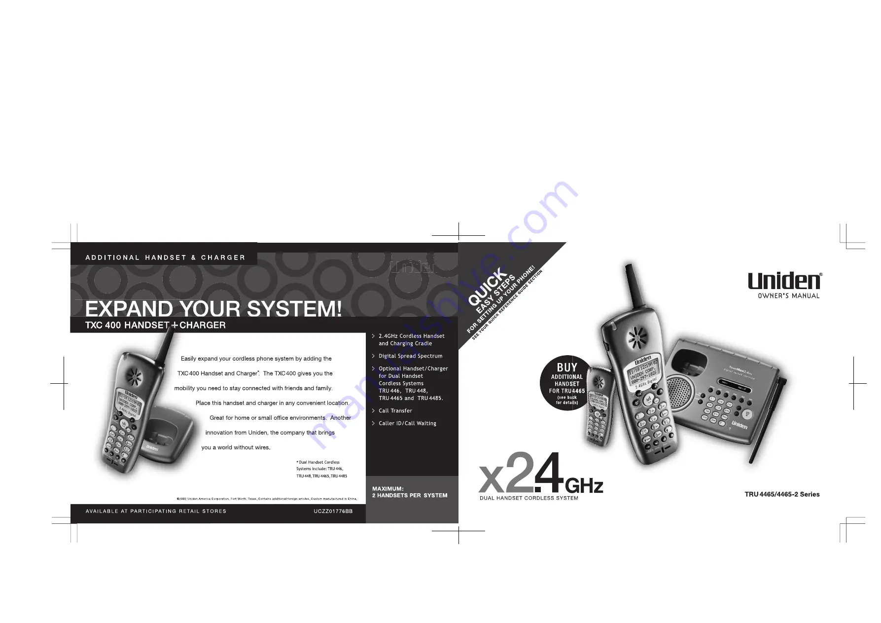 Uniden X2.4GHz Owner'S Manual Download Page 56