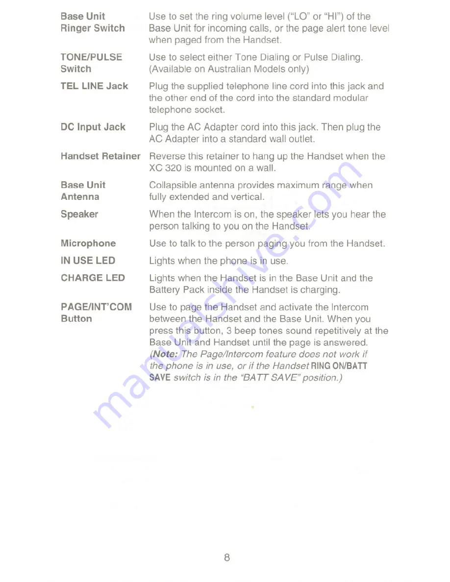 Uniden XC 320 Operating Manual Download Page 9