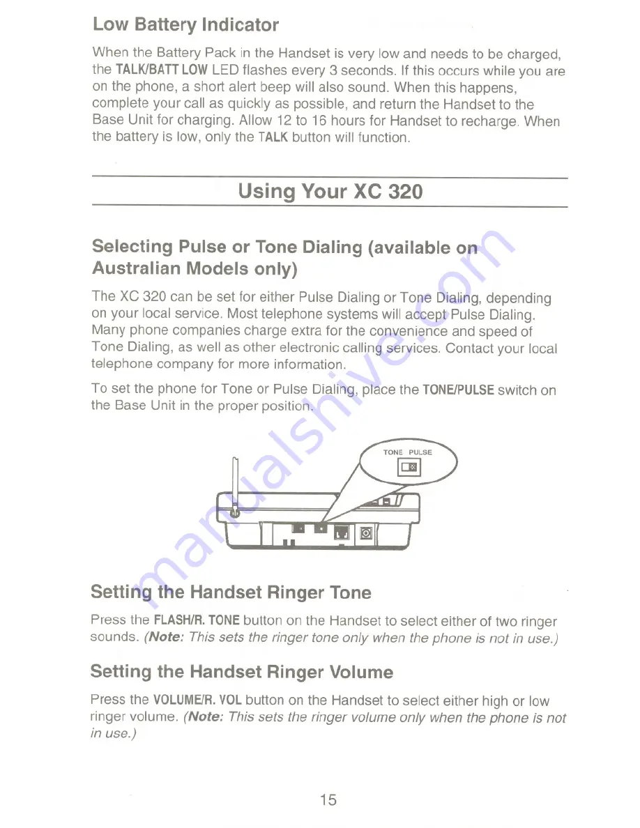 Uniden XC 320 Operating Manual Download Page 16