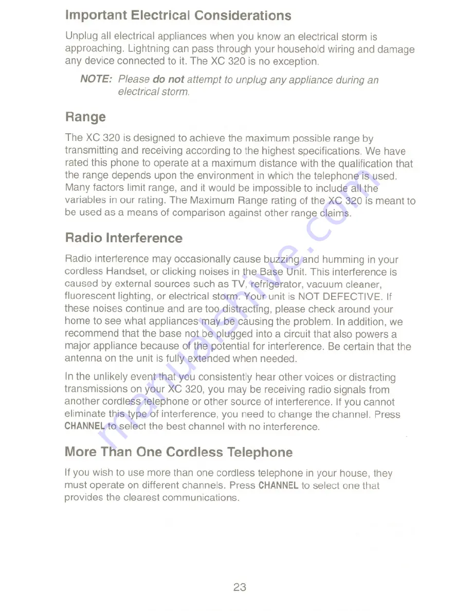 Uniden XC 320 Operating Manual Download Page 24