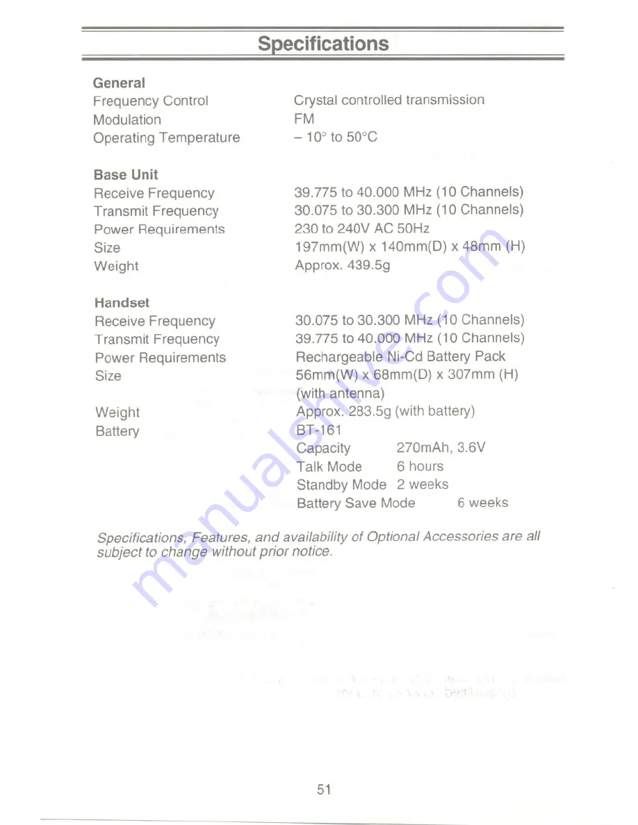 Uniden XC345 Operating Manual Download Page 55