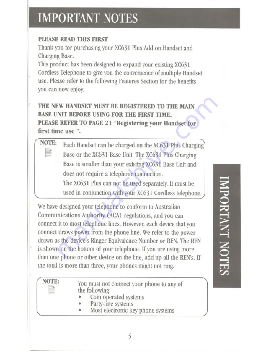 Uniden XC631Plus Operating Manual Download Page 5