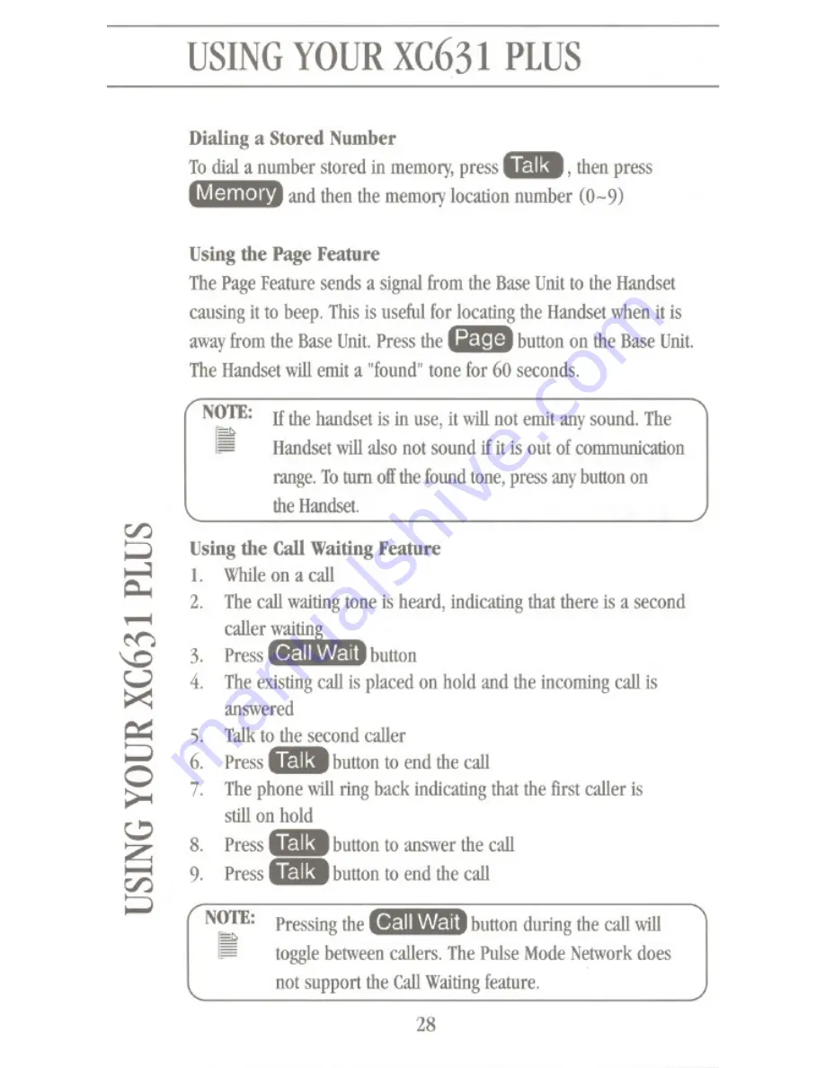 Uniden XC631Plus Operating Manual Download Page 28