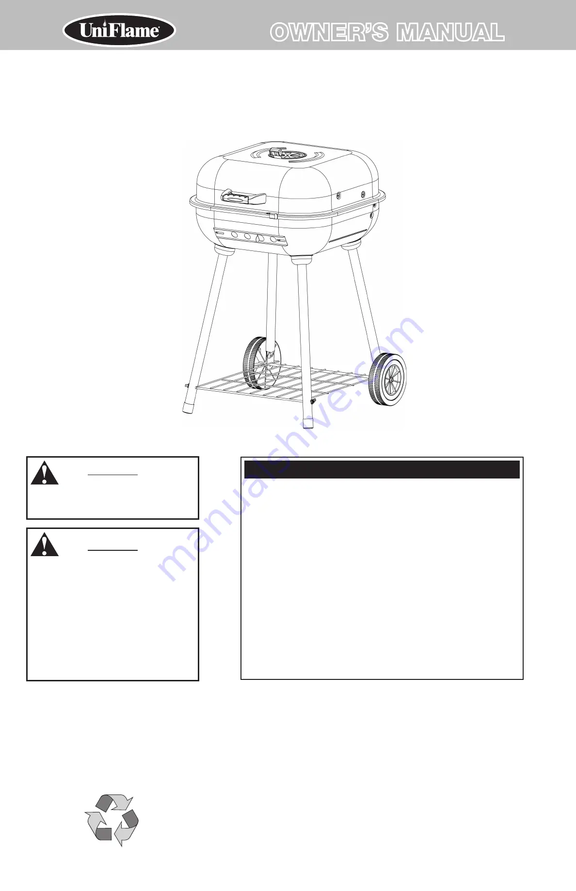 Uniflame CBC900W Owner'S Manual Download Page 1