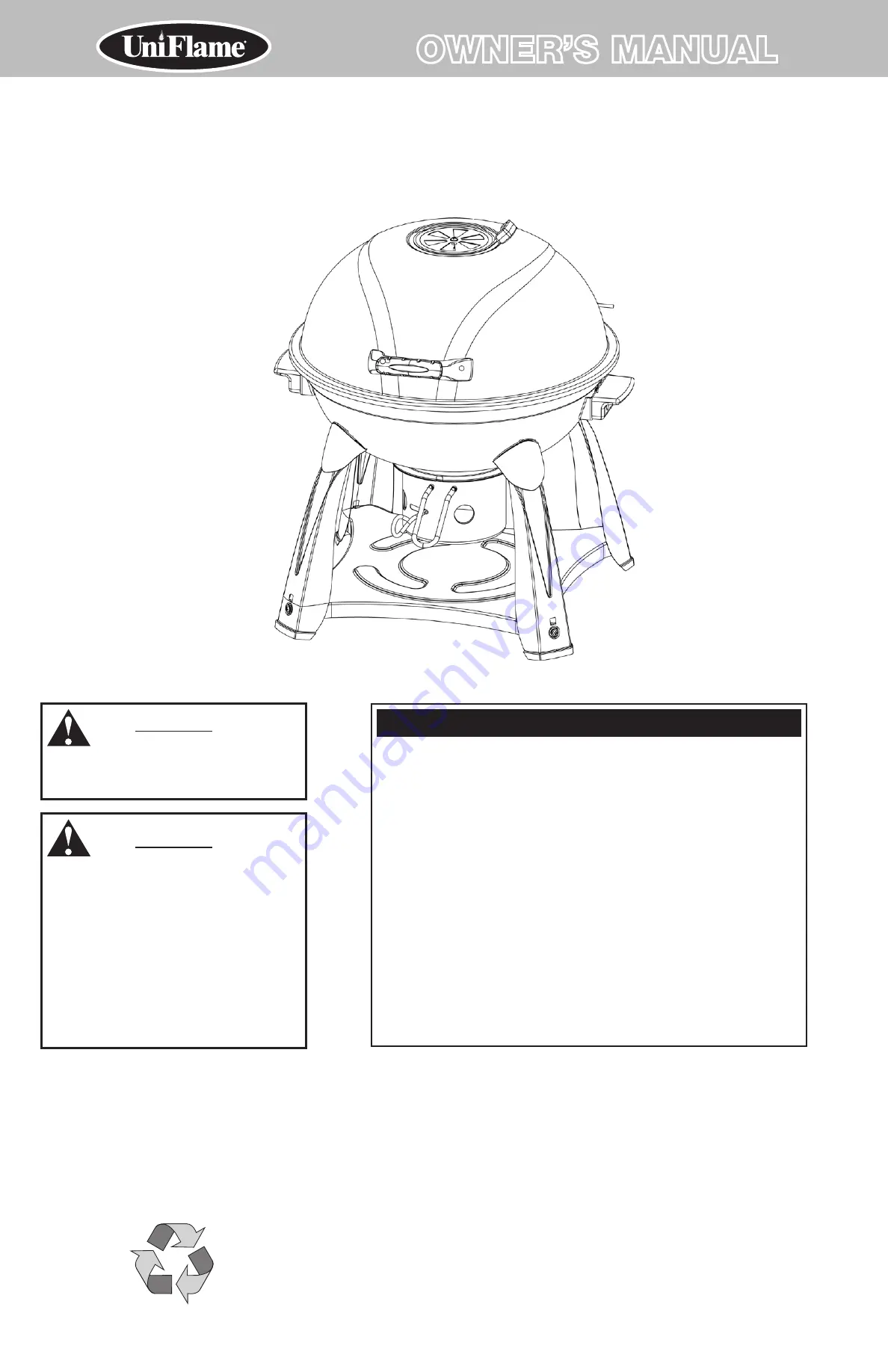 Uniflame CBT824W Owner'S Manual Download Page 1